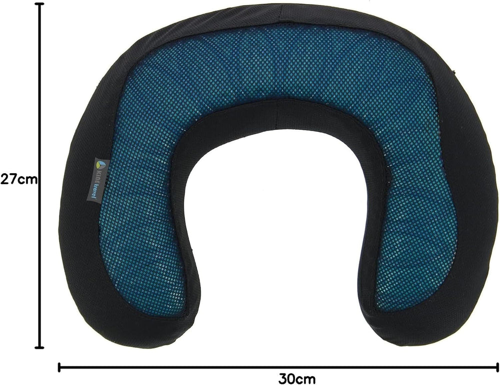 Kine Travel 169803 Oreiller cervical en gel Oreiller de voyage ergonomique approuvé par Physio Oreillers de voyage noir et bleu Naty Shop