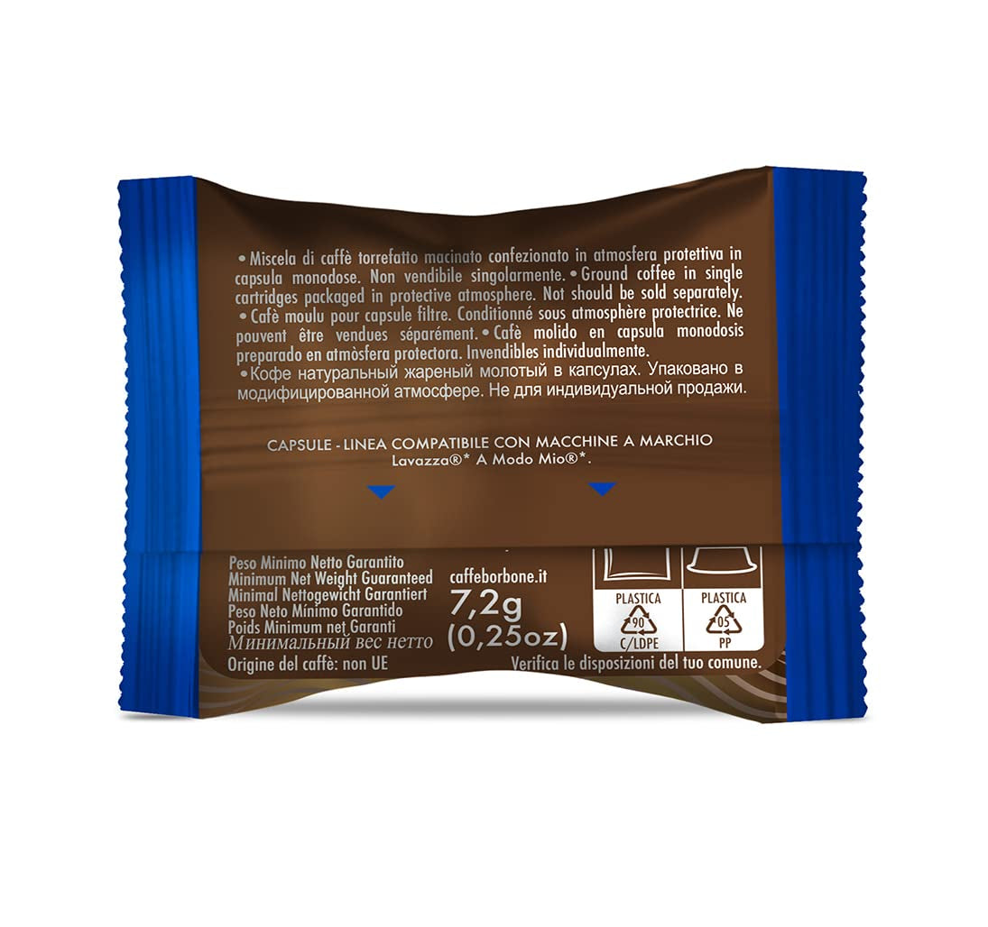 Caffè Borbone Don Carlo Blaue Blend - 50 Kapseln - Compatible avec Lavazza®* A Modo Mio®* Haushalts-Espressomaschinen