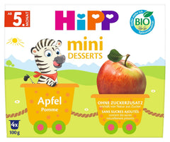 HiPP Mini Dessert Pomme Bio (pack de 6 x 4 x 100g), dès 5 mois, dans des gobelets pratiques, sans sucre ajouté, meilleure qualité bio