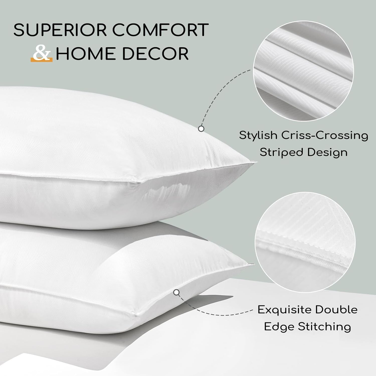 HARBOREST Oreiller de lit de couchage, 2 pièces, peluche de luxe, oreiller alternatif, idéal pour les dormeurs sur le côté et sur le dos, collection hôtelière, oreiller, taille standard/queen, 50,8 x 66 cm Naty Shop Oreillers standards