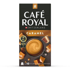 Café aromatisé Café Royal Caramel – Capsules de café compatibles Nespresso®, crémeuses, helle Röstung, 100 % Arabica, Rainforest Alliance, 100 capsules