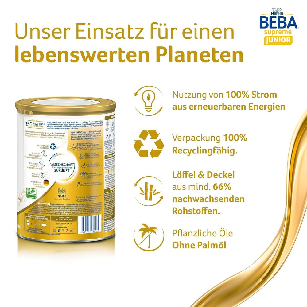 Boisson pour enfants BEBA SUPREME Junior 1+ à partir de 1 ans, nourriture pour enfants avec complexe 6 HMO, uniquement lactose, sans huile de palme, pack 6 (6 x 800 g) Mère et Enfant Naty Shop