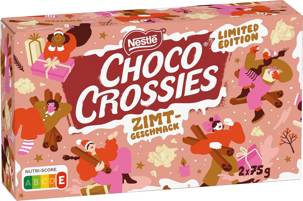Nestlé Flocons croquants légers à la cannelle et amandes croquantes recouvertes d'un glaçage blanc fondant et d'une saveur de cannelle, paquet de 4 (2 x 75 g chacun)