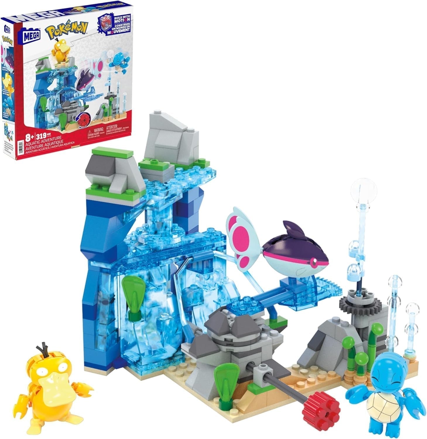 Jouet de construction de figurines d'action MEGA Pokémon, arène d'entraînement de 1101 pièces, jeu de combat et 5 figurines mobiles pour enfants, figurines d'action HWR82 Naty Shop Water Adventure