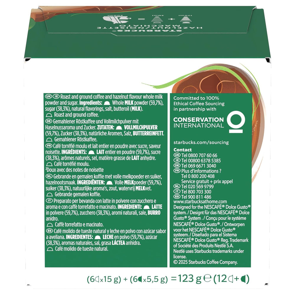 STARBUCKS Macchiato aux noisettes de Nescafé Dolce Gusto, Dunkle Röstung, Kaffeekapseln 6 x 12 (72 Kapseln)