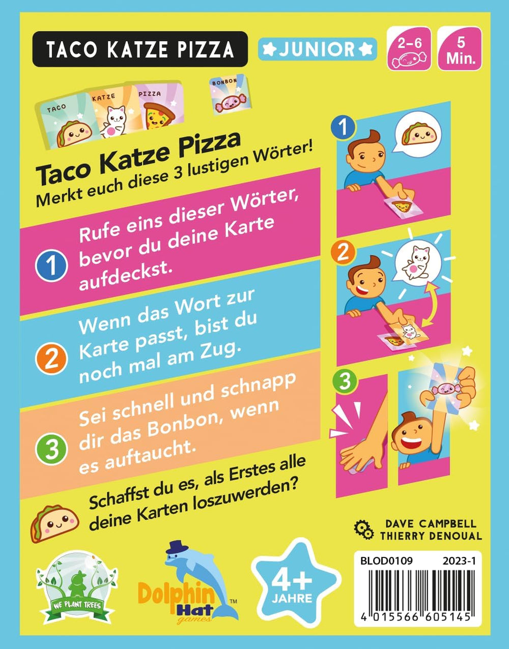 Blue Orange, Taco Cat Pizza Junior, Jeu pour enfants, Jeu de cartes, Jeu pour enfants de l'année 2024, 2 à 6 joueurs, 4 ans et plus, 5 minutes, Allemand