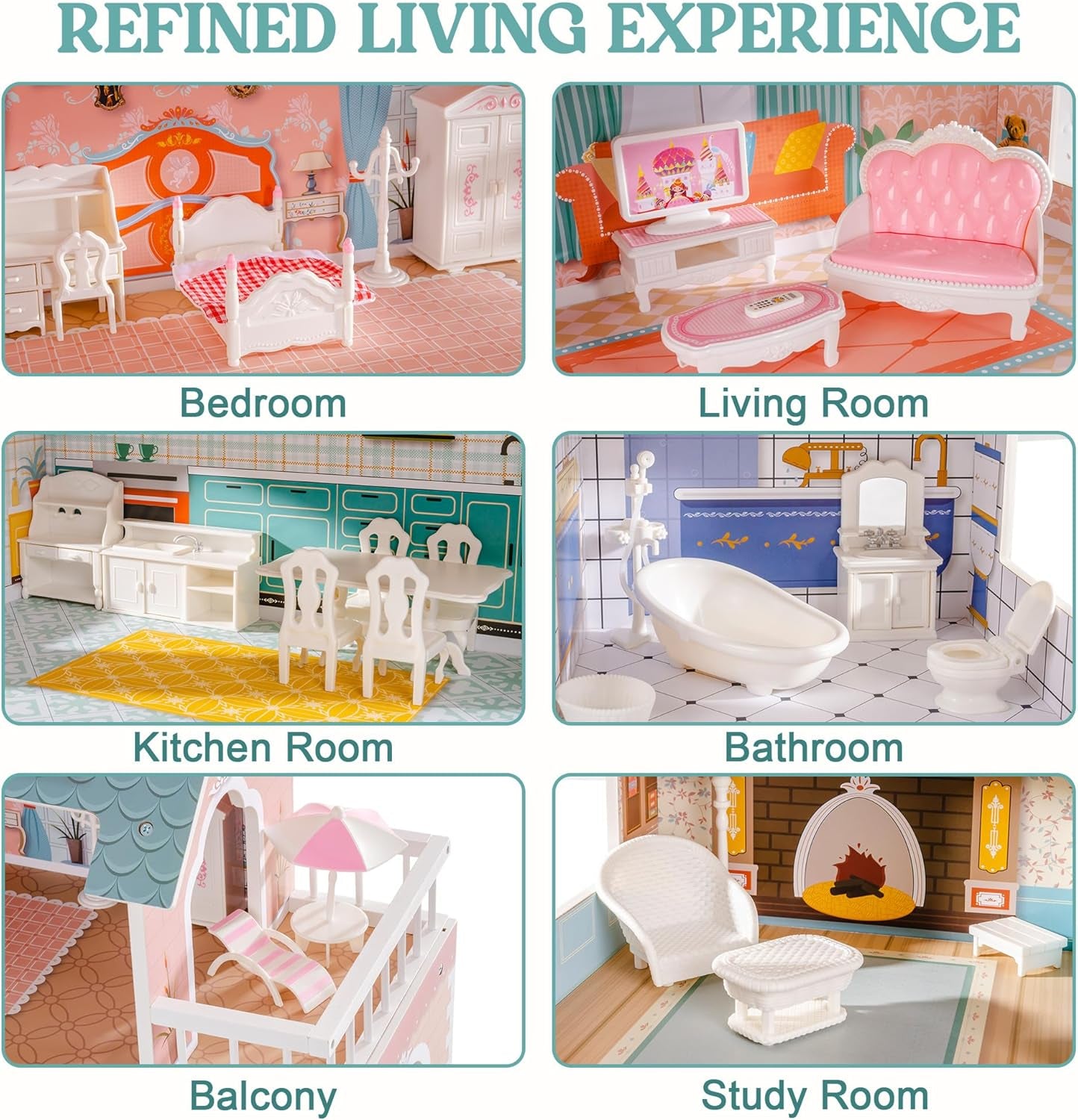 ROBUD Maison de poupée en bois avec meubles et accessoires Maisons de filles Playhouse Jouet pour enfants