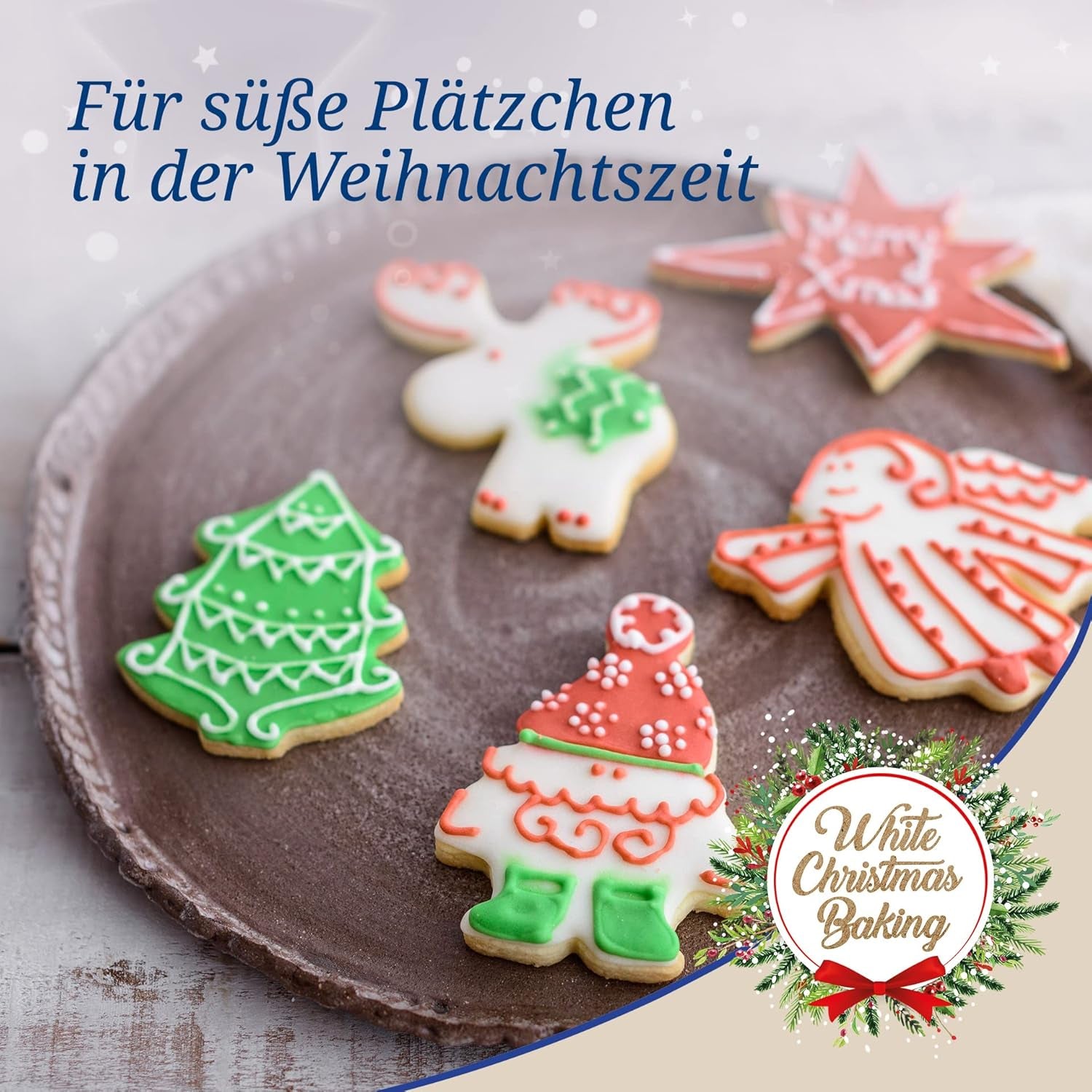 Dr. Oetker Lot de 5 emporte-pièces de Noël – Emporte-pièces blancs pour la pâtisserie de Noël – Emporte-pièces en acier inoxydable pour Noël
