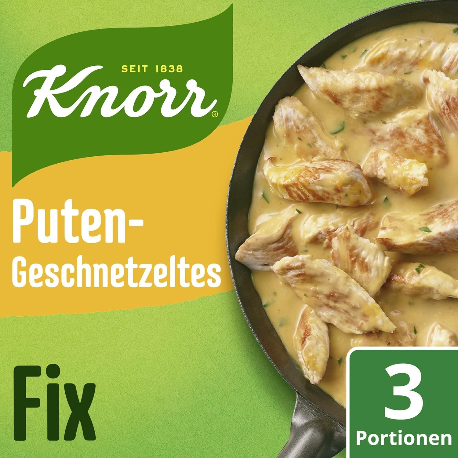 Knorr Fix Puten-Geschnetzeltes für ein leckeres Fleischgericht sans geschmacksverstärkende Zusatzstoffe 3 Portionen