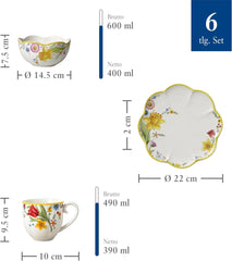 Villeroy & Boch - Service de petit-déjeuner pour 2 personnes, 6 pièces, service de table de Pâques, petit-déjeuner, Pâques, service à café, vaisselle de printemps, porcelaine