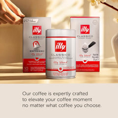 illy, Kaffee E.S.E. Pads Einzeldosis CLASSICO, 100% Arabica avec notes de fleurs d'oranger et de jasmin, sachets de sucre et de sucre, 1 paquet avec 18 capsules compostables