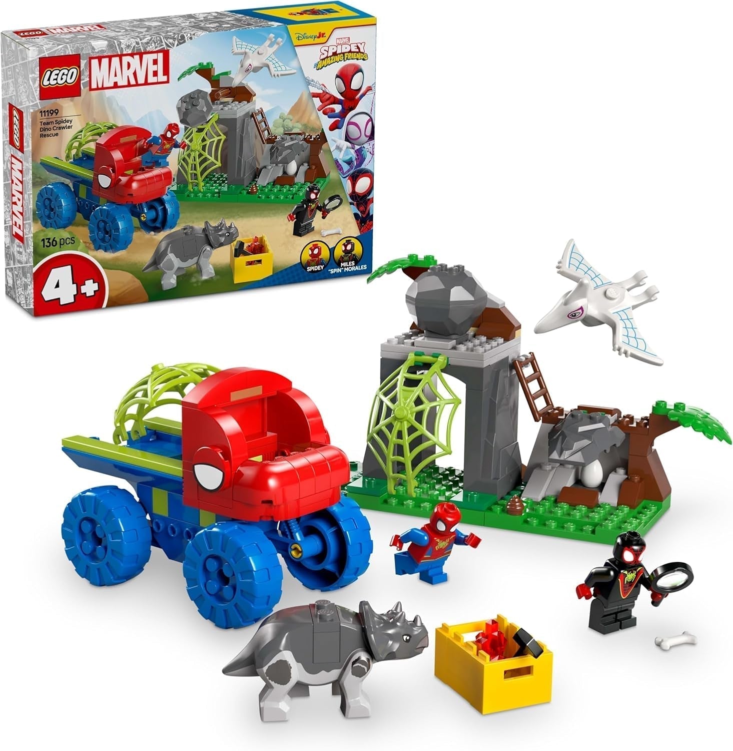 LEGO Marvel L'équipe de Spidey en mission de sauvetage dans le camion Dino Ensemble d'aventure en voiture de super-héros à construire pour enfants de 4 ans et plus Spidey et ses super amis 11199 Ensembles de construction Besuche den LEGO-Store Default Title