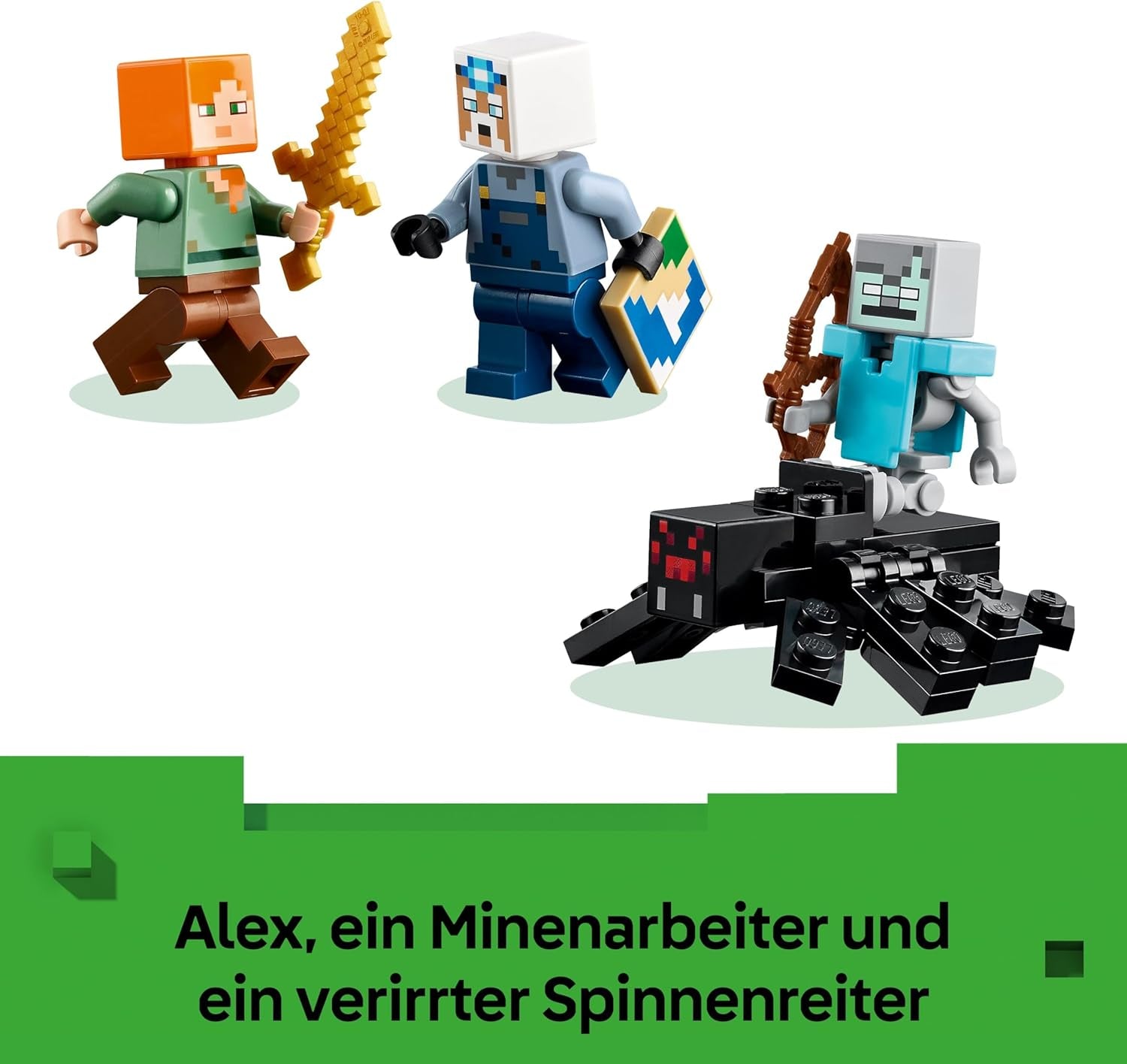 LEGO Minecraft Die Spitzhackenmine - Jeu interactif pour enfants - Figurines Alex, Minenarbeiter et Stray Spinnenreiter - Ensemble de jeux de joueur pour jeunes et filles à partir de 8 ans - 21277
