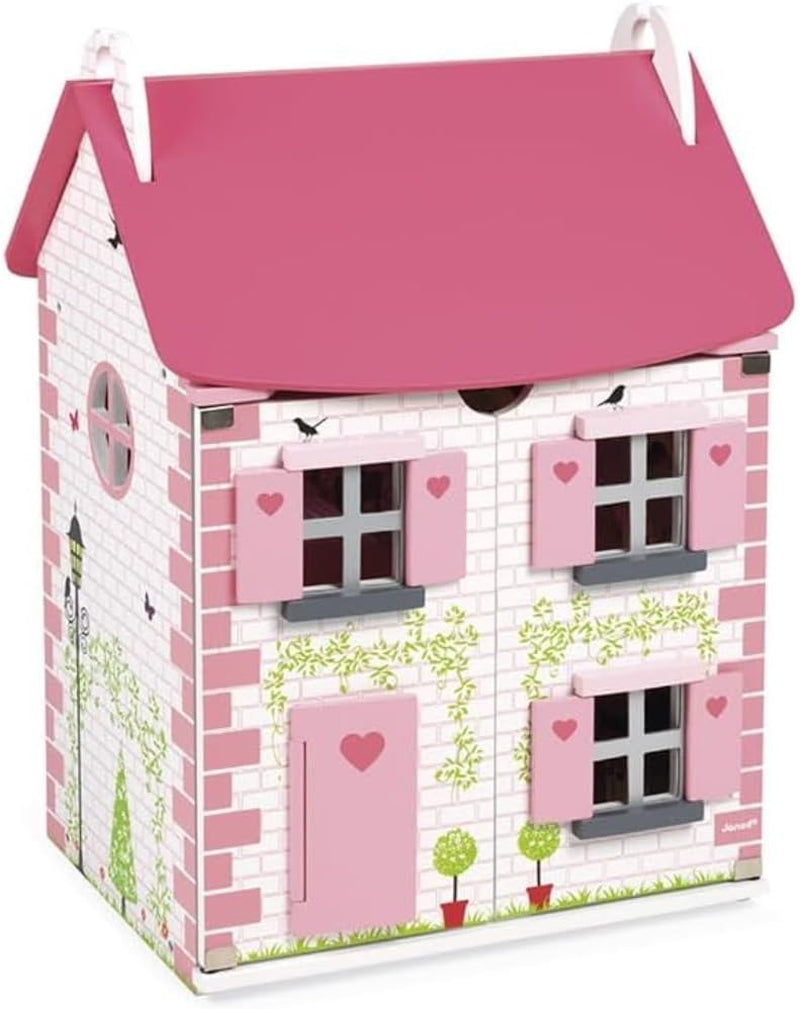 Janod Mademoiselle Maison de poupée en bois à 3 étages avec 11 accessoires, réplique de jouet, développe l'imagination, à partir de 3 ans, J06581