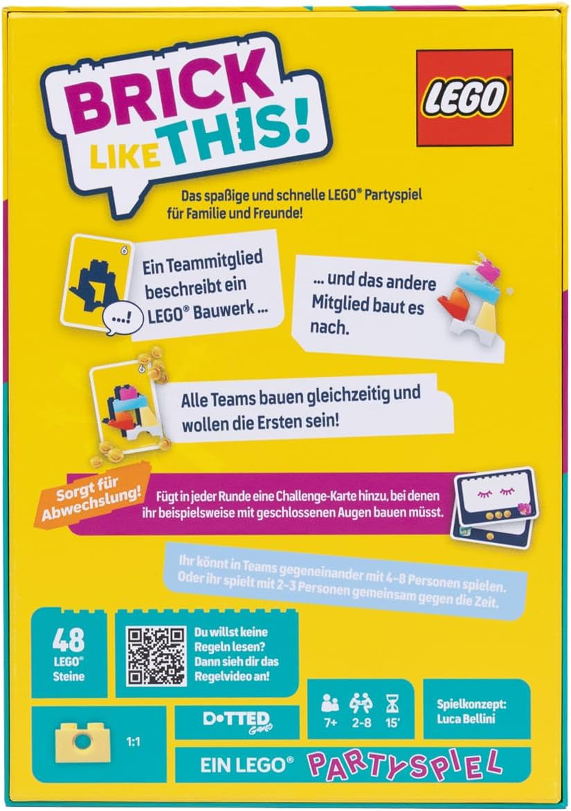 Asmodee Brick comme ça ! Le jeu de fête Lego officiel - Jeux, jeux de société brillants pour les familles, les enfants, les jeunes et les enfants – 15 minutes, pour 2 à 8 joueurs de 7 ans, version allemande