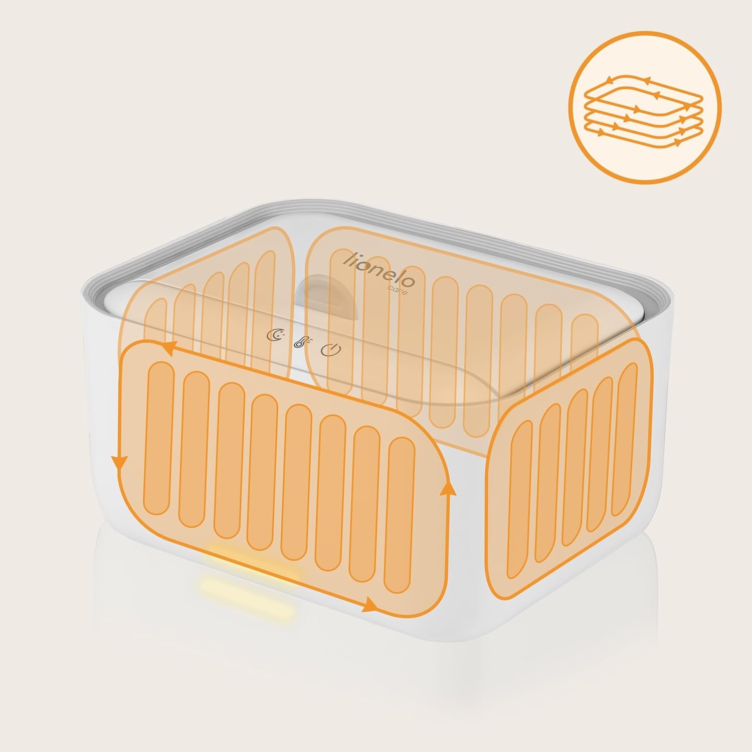Lionelo BABYBLISS 20W Réchauffeur pour lingettes humides et petites serviettes, 20W pour bébé, veilleuse intégrée, 3 réglages de chaleur, écran tactile, maintient les lingettes humides