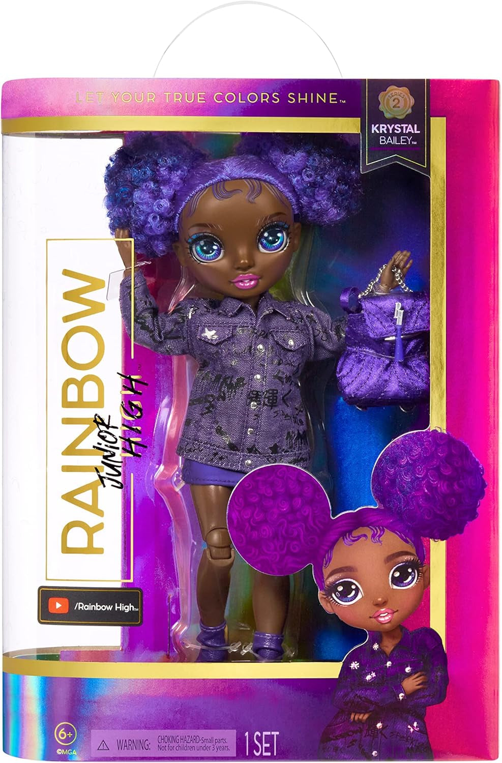 Rainbow High Junior High – KRYSTAL BAILEY – Grande poupée de mode de 23 cm avec tenue et accessoires – Sac à dos inclus pour l'effet et les vêtements – Sacs et sacs pour enfants à partir de 6 ans