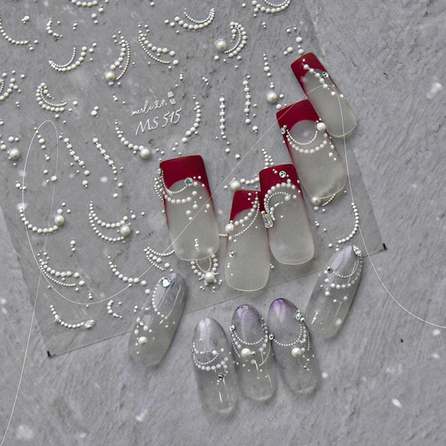 JMEOWIO 3D Nail Sticker Perlenlinie Nail Art Sticker Selbstklebend Nagelaufkleber 5D Stereoskopisch Dekoration Nageldesign Zubehör 1 Blatt