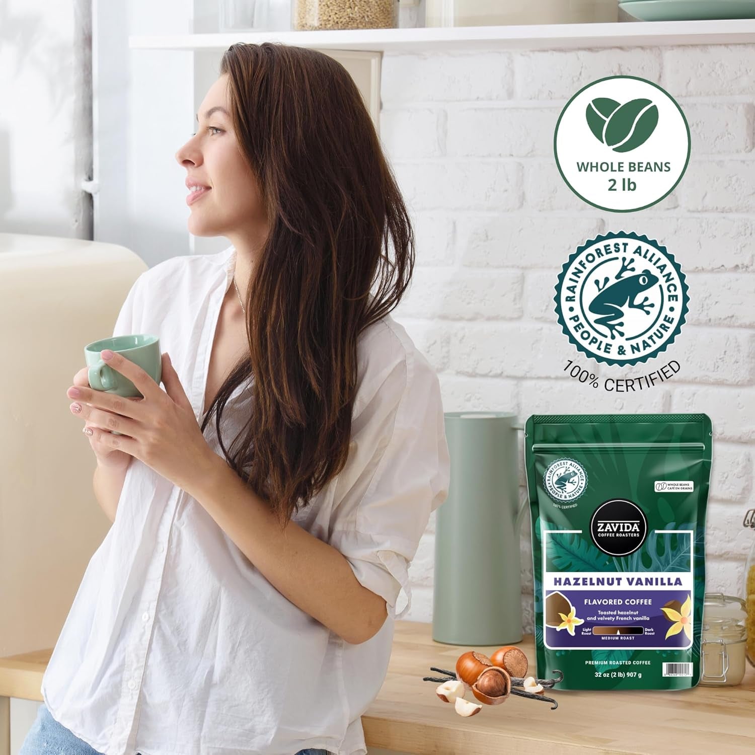 Café en grains de qualité supérieure à la vanille et aux noisettes (2 lb) par N/A