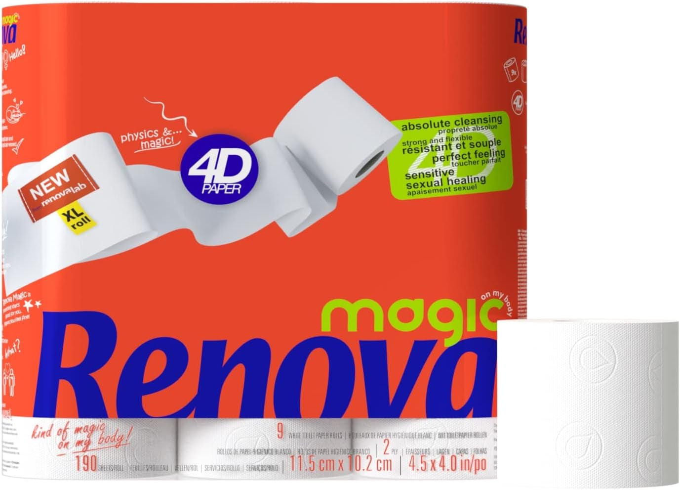 Papier toilette Renova, 7 paquets de 9 rouleaux - 63 rouleaux au total