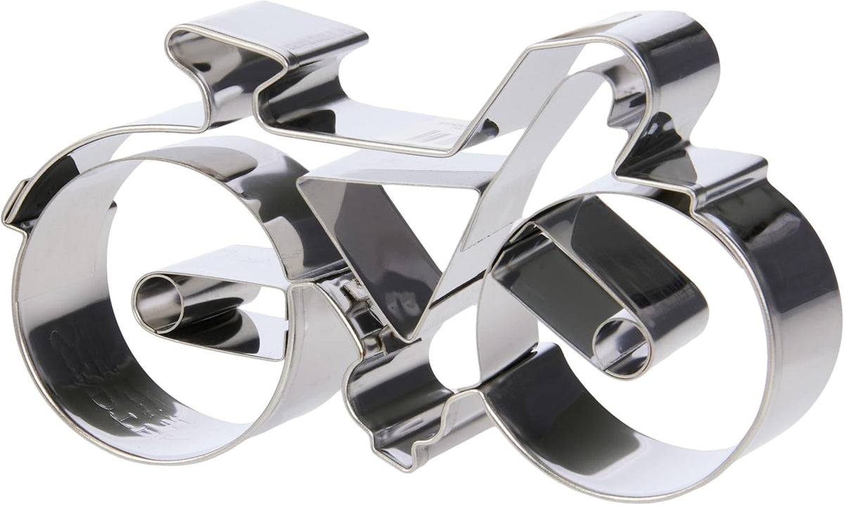 Boîte à biscuits Städter, acier inoxydable, vélo, 9 x 30 x 30 cm, argent