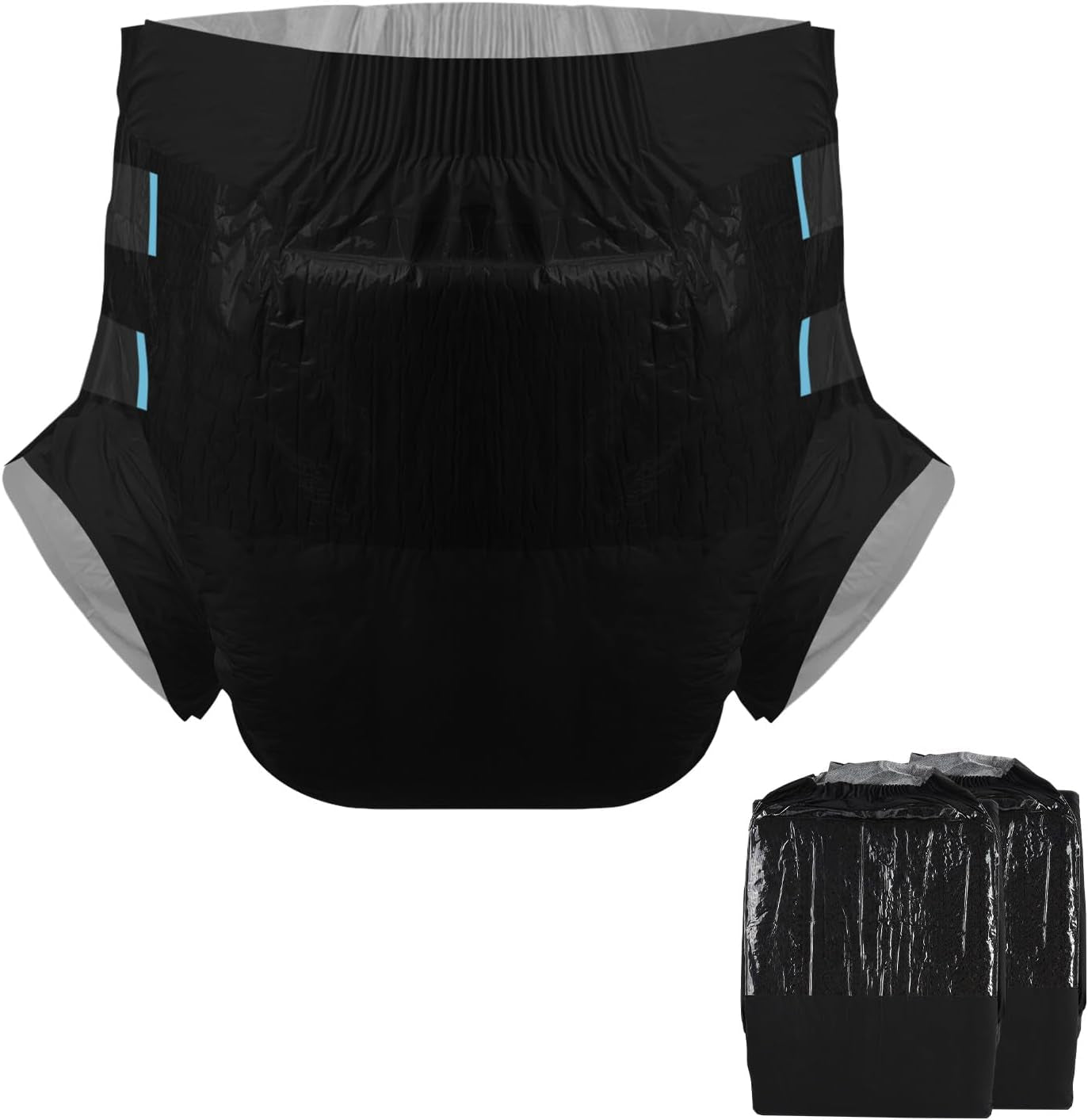 CutiePlusU Couches pour adultes, surface sèche, absorption maximale pendant la nuit, couche jetable pour incontinence – Bleu, lot de 2 (moyen 71-96 cm)