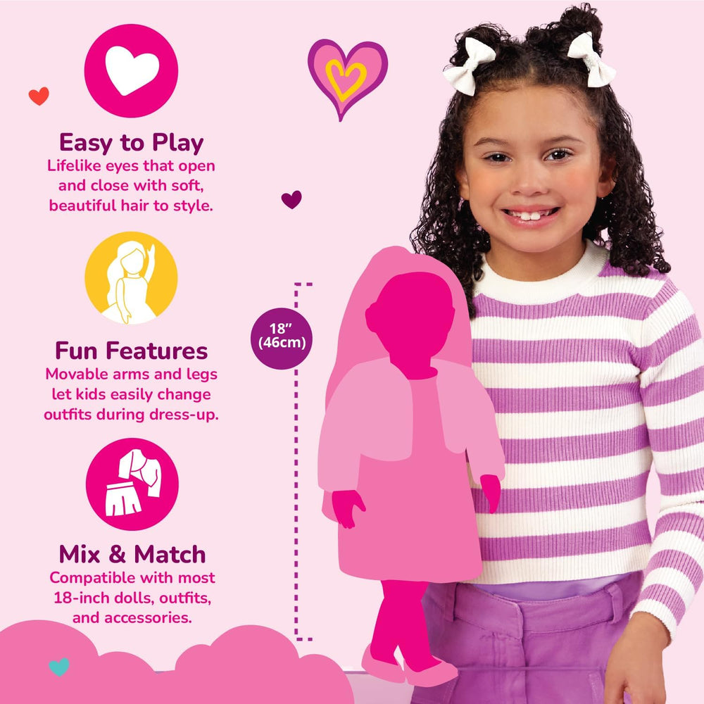 Our Generation - Milo - Poupée garçon de 46 cm - Yeux marron réalistes et cheveux bruns bouclés - Bagages à roulettes et accessoires de voyage - Jeu de simulation - Jouet pour 3 ans et plus