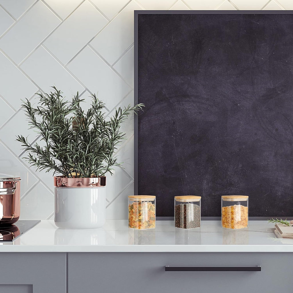 Borcane de depozitare Relaxdays cu capace din bambus, set de 3, borcane pătrate din sticlă, 900 ml, etanșe, transparente/naturale Cutii depozitare alimente Naty Shop