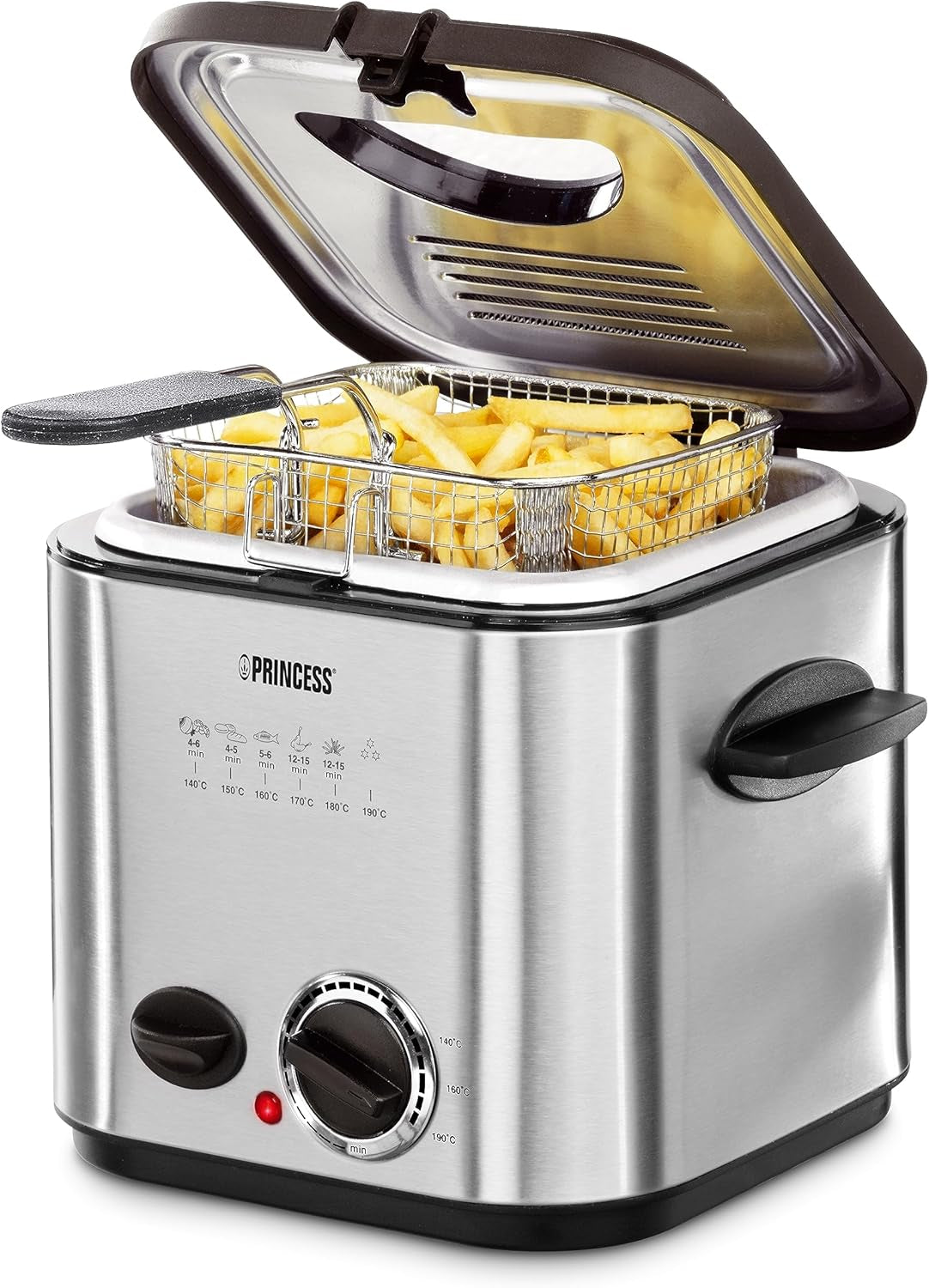 Mini friteuse à fondue Princess 182611 - Chauffage rapide - Filtre à odeurs - Capacité 1,2 litre, Argent Électroménagers Naty Shop Titre par défaut
