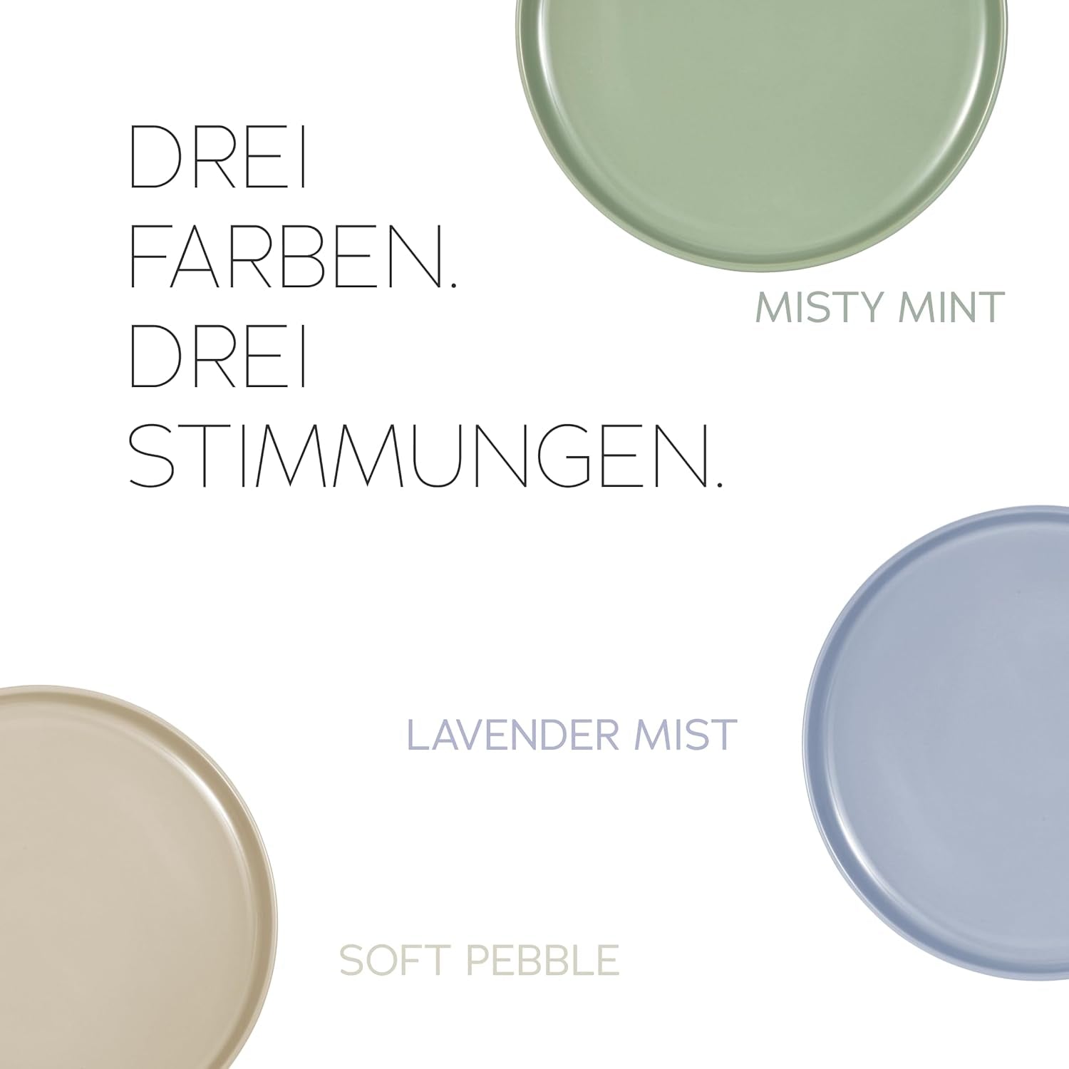 Service de table en grès cérame pour 6, 18 pièces – Plus solide et résistant aux rayures que les assiettes et bols en faïence, beige brillant | L'ensemble de vaisselle comprend 6 assiettes plates, 6 assiettes à dessert et 6 bols -