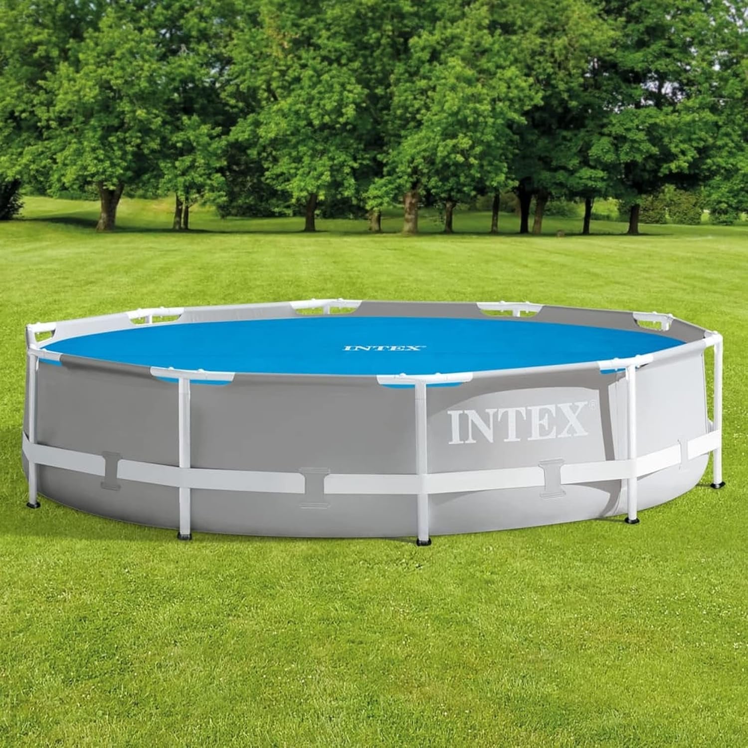 Bâche solaire pour piscine Intex Easy and Frame 305 cm de largeur, épaisseur de 120 microns, taille fabriquée : env. 290 cm, 28011 Bleu