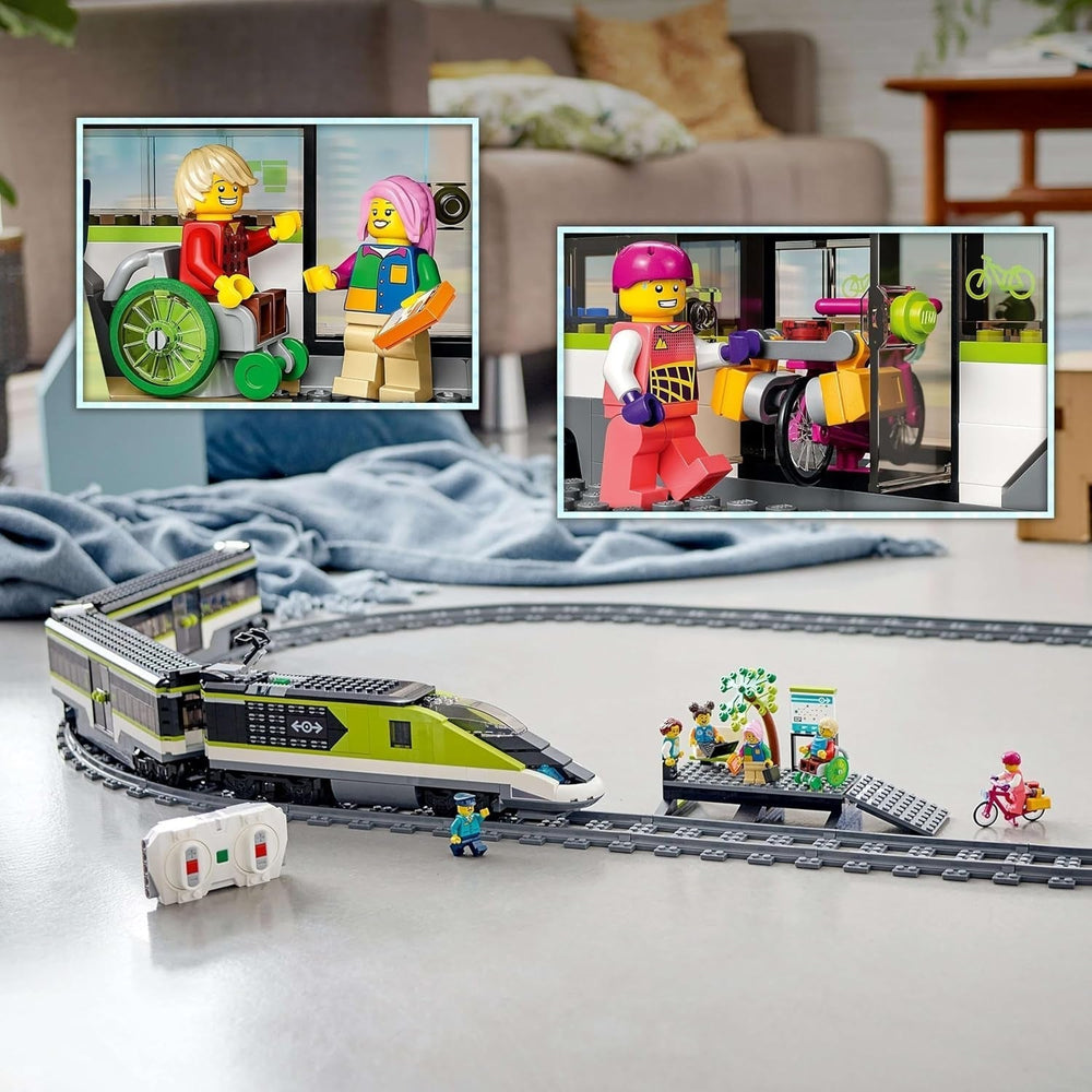 Train express de passagers LEGO City, ensemble de train télécommandé, jouet ferroviaire avec phares, 2 wagons et 24 éléments de voie, cadeau pour enfants, garçons et filles 60337 Ensembles de construction Besuche den LEGO-Store
