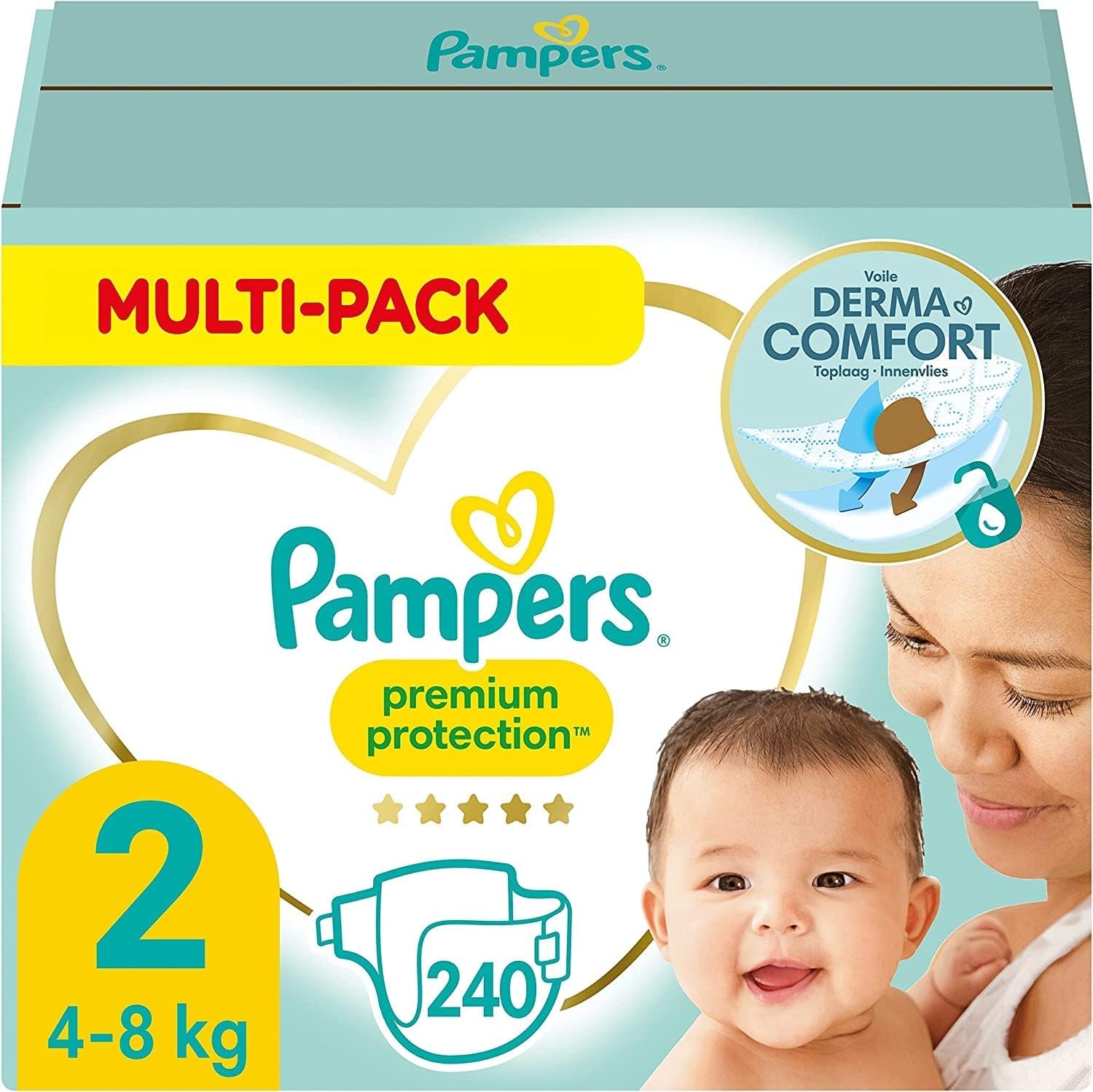 Pampers Premium Protection Taille 6, 144 couches, 13 kg-18 kg, notre protection n°1 contre la peau et les fuites