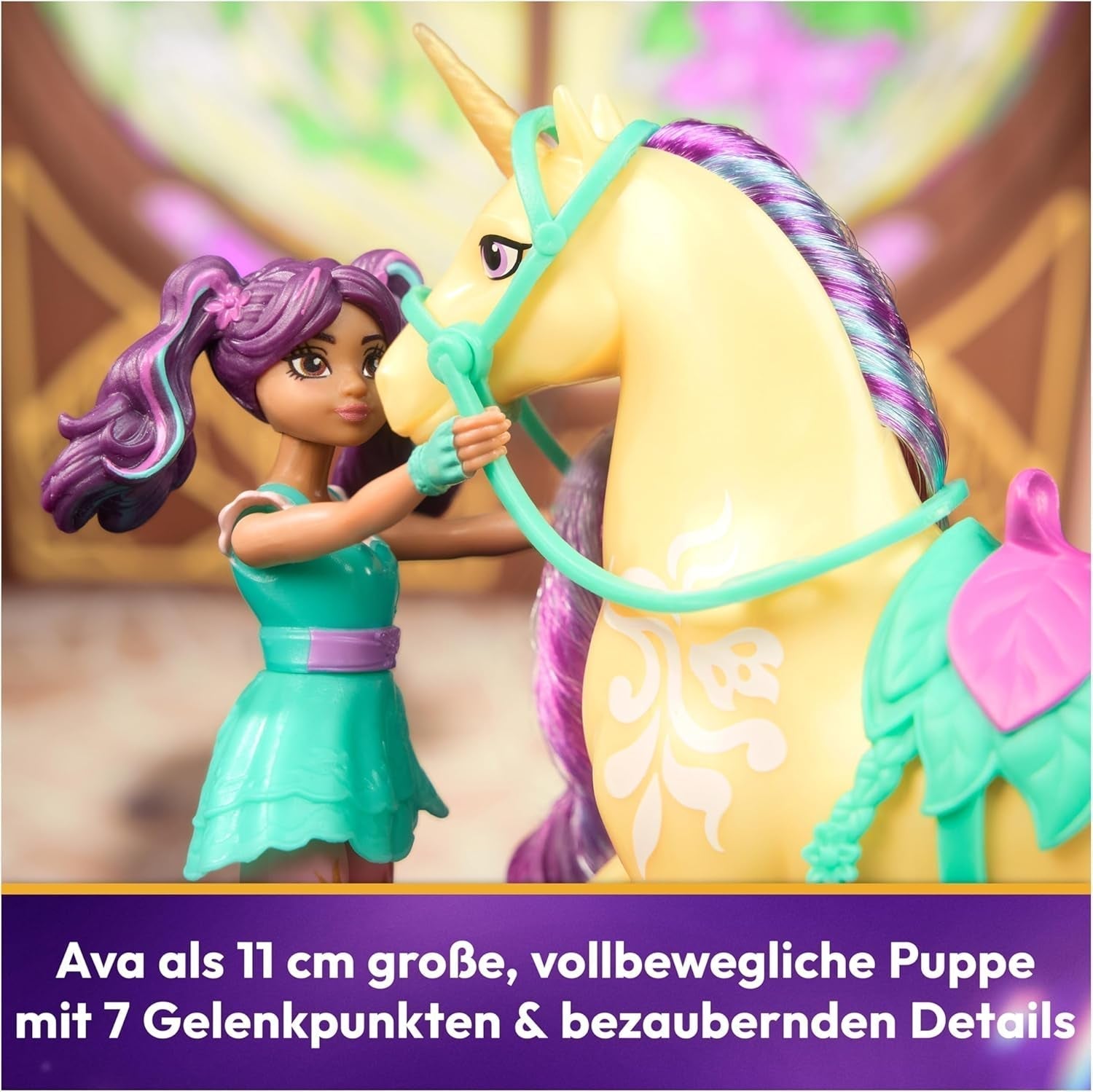 Unicorn Academy AVA și Unicorn Leaf Set - Figurine originale de aproximativ 12 cm înălțime din popularul serial Netflix Cu două accesorii și perii de păr Pentru jocuri de rol imaginative, pentru copii cu vârsta de 4 ani și peste Action figures Naty Shop