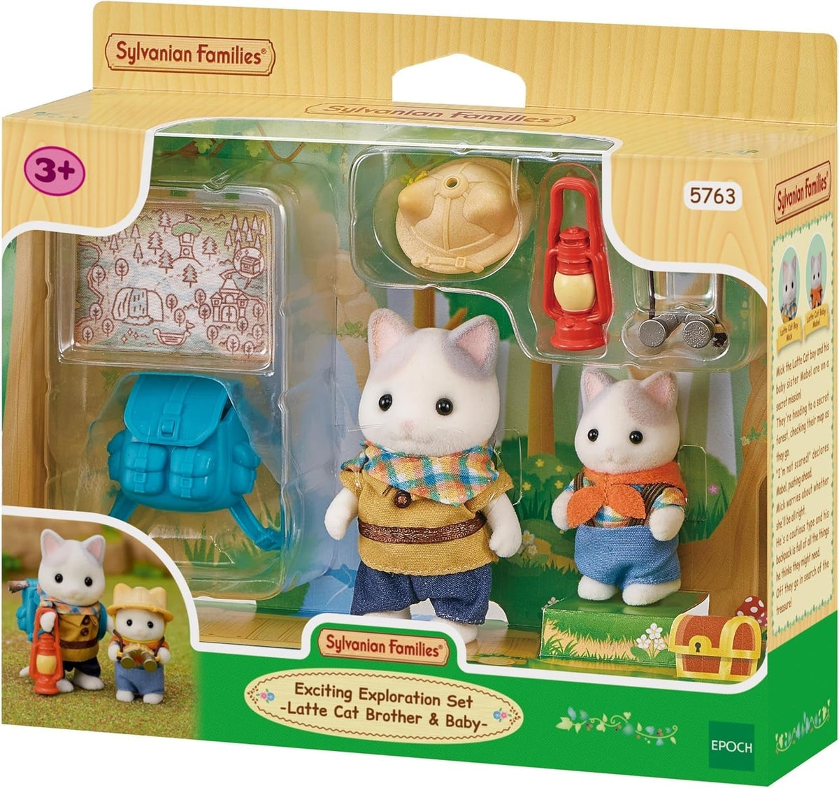 Sylvanian Families - 5763 Ensemble d'explorateur d'aventure à 2 figurines Chat au lait Père Garçon Figurine animale Jouet détaillé pour les 3 ans et plus Naty Shop Dolls Titre par défaut