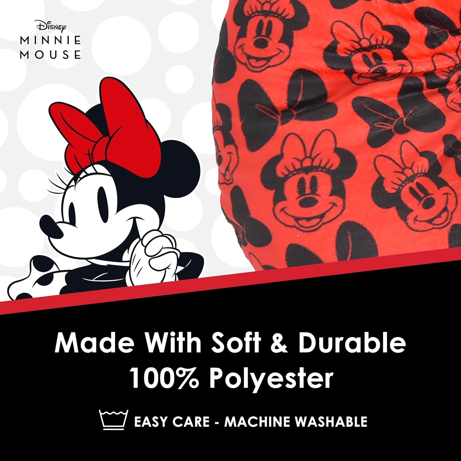 Ful Concept One Disney Minnie Mouse Oreiller de Voyage avec Oreilles 3D et Ressort pour Avion, Voiture et Bureau, Confortable et Respirant, Rouge/Noir Naty Shop Oreillers de Voyage