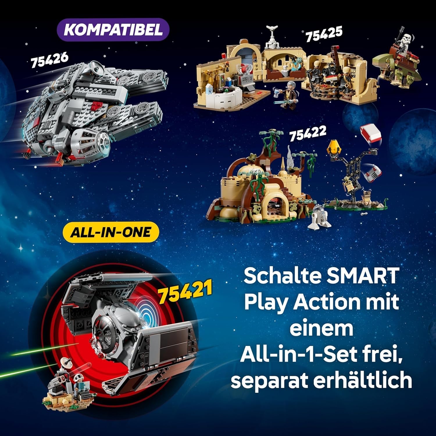 LEGO Star Wars 75426 SMART Play : Modèle Millennium Falke - Kompatibles Interaktives Spielzeug inkl. 4 SMART Tags et 4 Minifigures - Idées cadeaux pour garçons et filles à partir de 9 ans et fans adultes