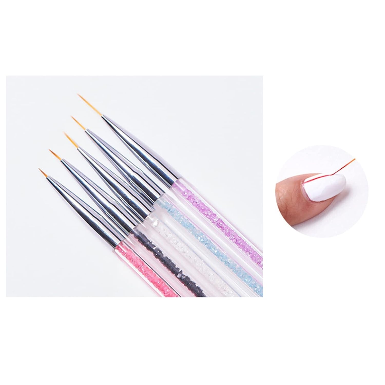 5 pièces Nagel Pinsel Set, Nageldesign Pinsel, outils de pointage Nail Art, stylo acrylique professionnel à double extrémité pour Nail Art Design