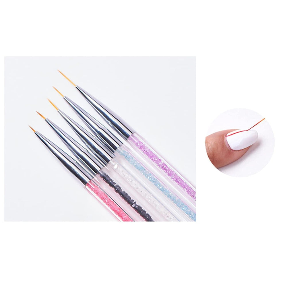 5 pièces Nagel Pinsel Set, Nageldesign Pinsel, outils de pointage Nail Art, stylo acrylique professionnel à double extrémité pour Nail Art Design