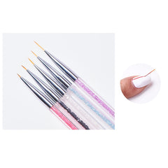 5 pièces Nagel Pinsel Set, Nageldesign Pinsel, outils de pointage Nail Art, stylo acrylique professionnel à double extrémité pour Nail Art Design