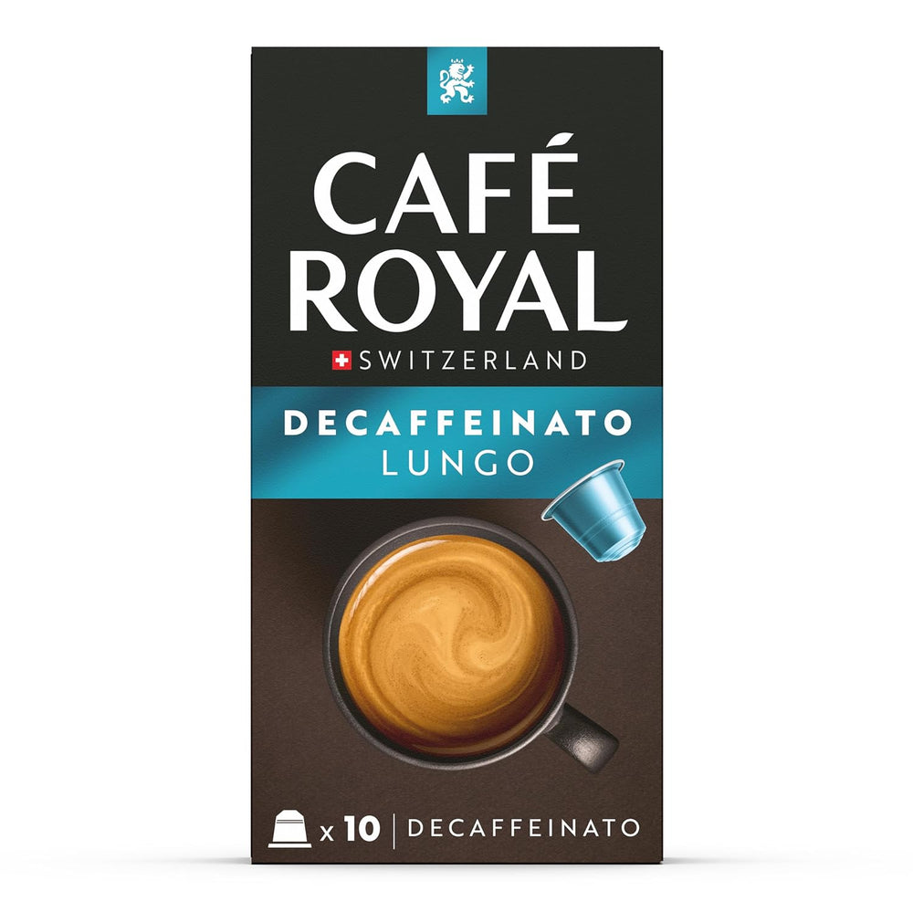 Café Royal Lungo Decaffeinato – Capsules de café compatibles Nespresso®, 100 % Arabica, Intensité 5/12, Rainforest Alliance, décaféiné, 100 capsules