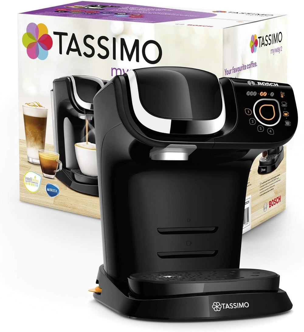Tassimo My Way Machine à expresso avec 2 capsules TAS6502 avec filtre à eau, plus de 70 boissons, personnalisation des boissons, variété de café, préparation facile, 1500 W, noir