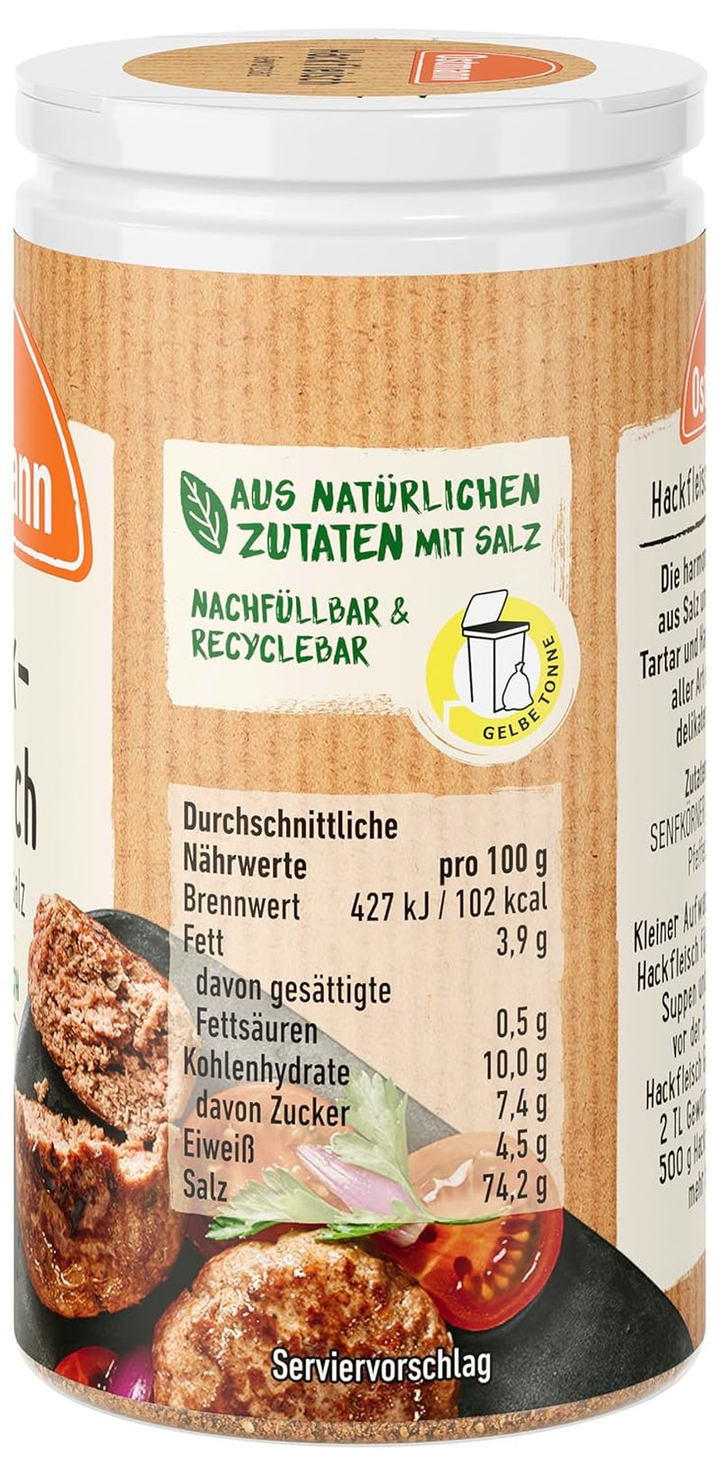 Ostmann Gewürze - Hackfleisch Gewürzsalz | Gewürz für Hackfleisch, Buletten ou Cevapcici | 60 g en Streudose