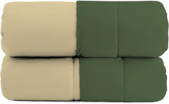 Couette d'hiver basique, unie et doublée, vert foncé/crème, 200X245Cm Couettes et couettes Naty Shop