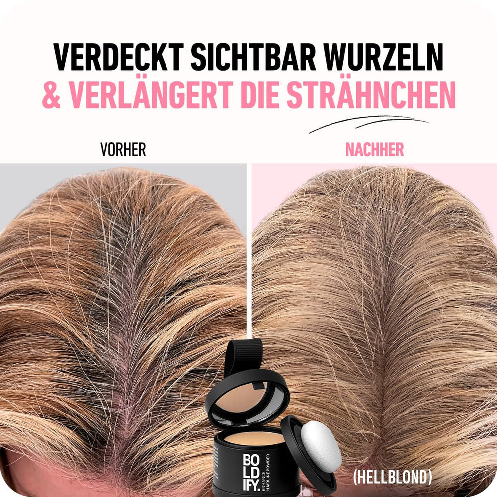 BOLDIFY Root Powder 4g - Correcteur de cheveux épaississant pour femmes et hommes 48h Couverture grise Maquillage capillaire imperméable pour dissimuler les racines (Noir) Naty Shop Coloration Capillaire