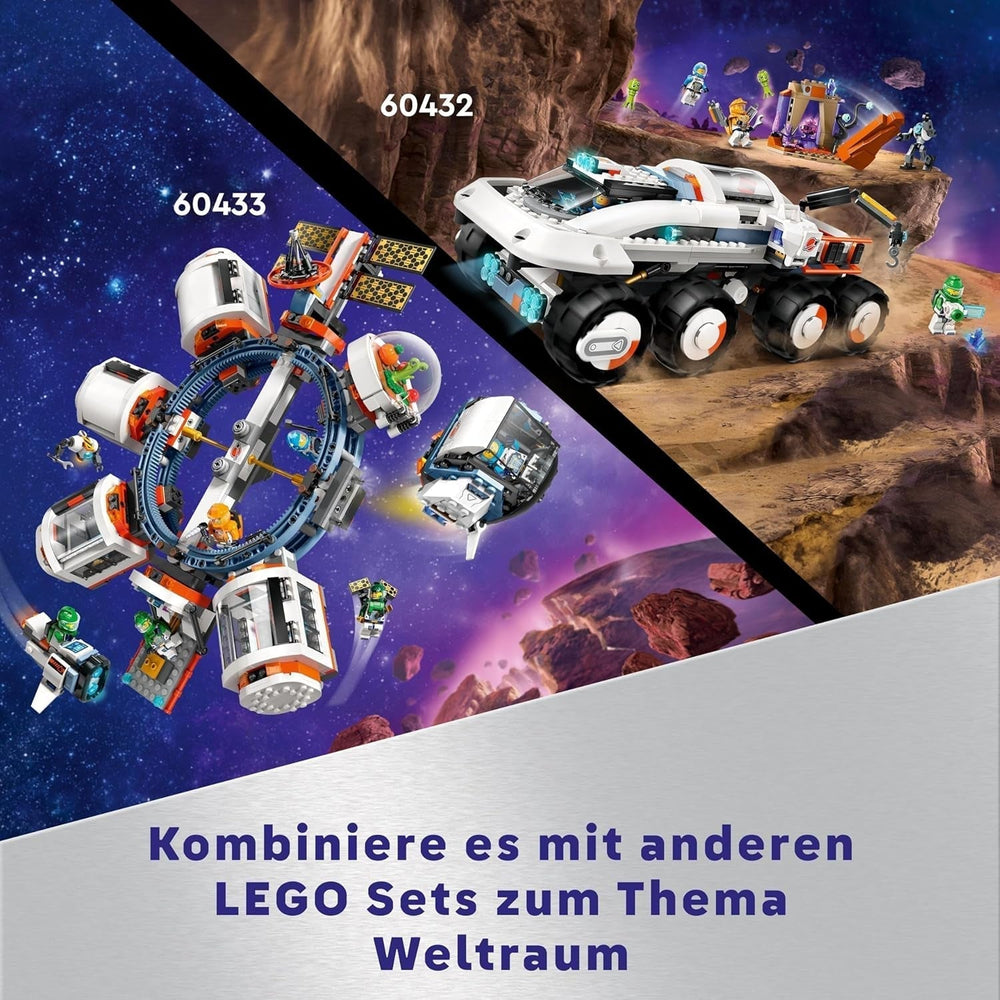 LEGO City Space Base cu rampa de lansare, stație spațială de jucărie cu vehicul spațial și navă spațială pentru copii, set cu 6 minifigurine, roboți și extratereștri, cadou pentru băieți și fete 60434 Seturi de constructie Besuche den LEGO-Store
