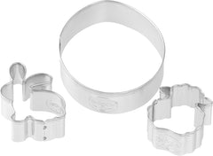 Dr. Oetker Linzer Moules à biscuits « Oeuf de Pâques, lapin et mouton », moules à biscuits et biscuits de la série Golden Easter (couleur : argent), quantité : 3 pièces