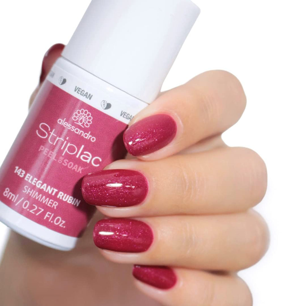 Vernis à ongles UV alessandro Striplac Elegant Ruby - Délicat et longue tenue - S'enlève facilement grâce à la technologie peel-off - Vegan et cruelty-free - 8 ml