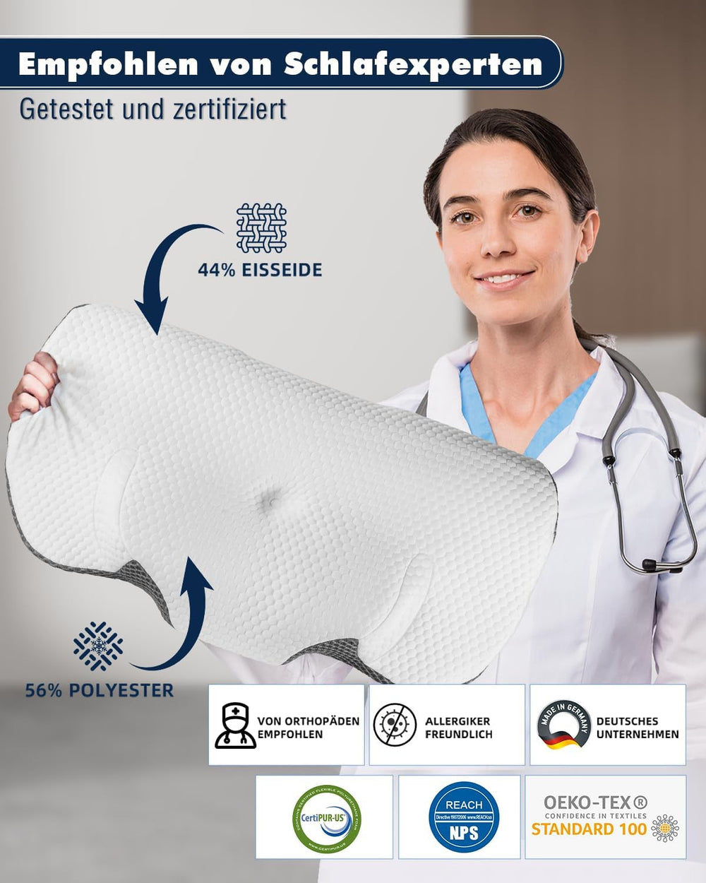 Pernă pentru gât, pernă ortopedică pentru dureri de gât din pernă cu spumă de memorie, pernă ergonomică pentru sprijin optim, pernă de sprijin pentru gât pentru spate lateral și suporturi abdominale Perne ortopedice cervicale Naty Shop