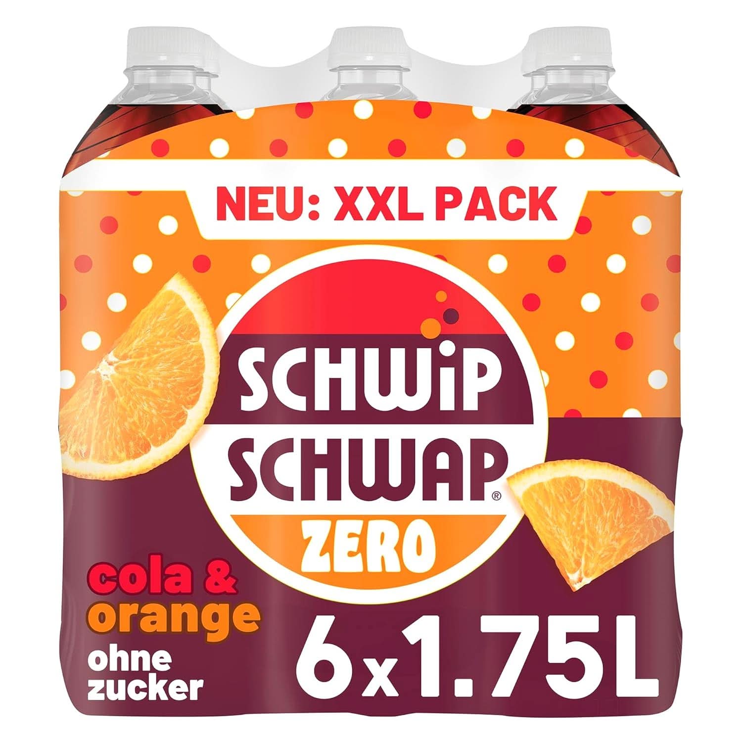 SCHWIPSCHWAP ZERO - XXL PACK - Boisson gazeuse caféinée au cola et aux oranges, set 6 x 1,75 litres Naty Shop